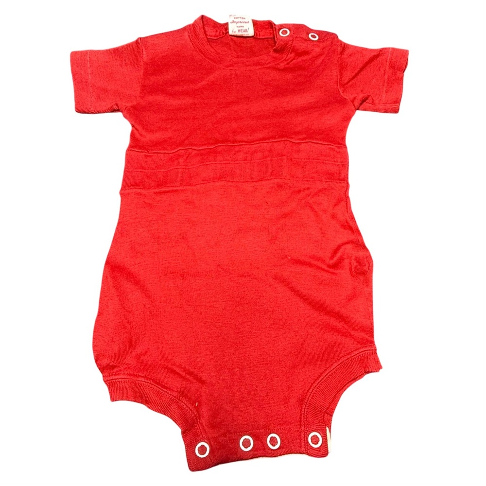 Vintage Buster Brown Red Cotton Baby Romper‎ Bodysuit Snap Shoulder 6 Months